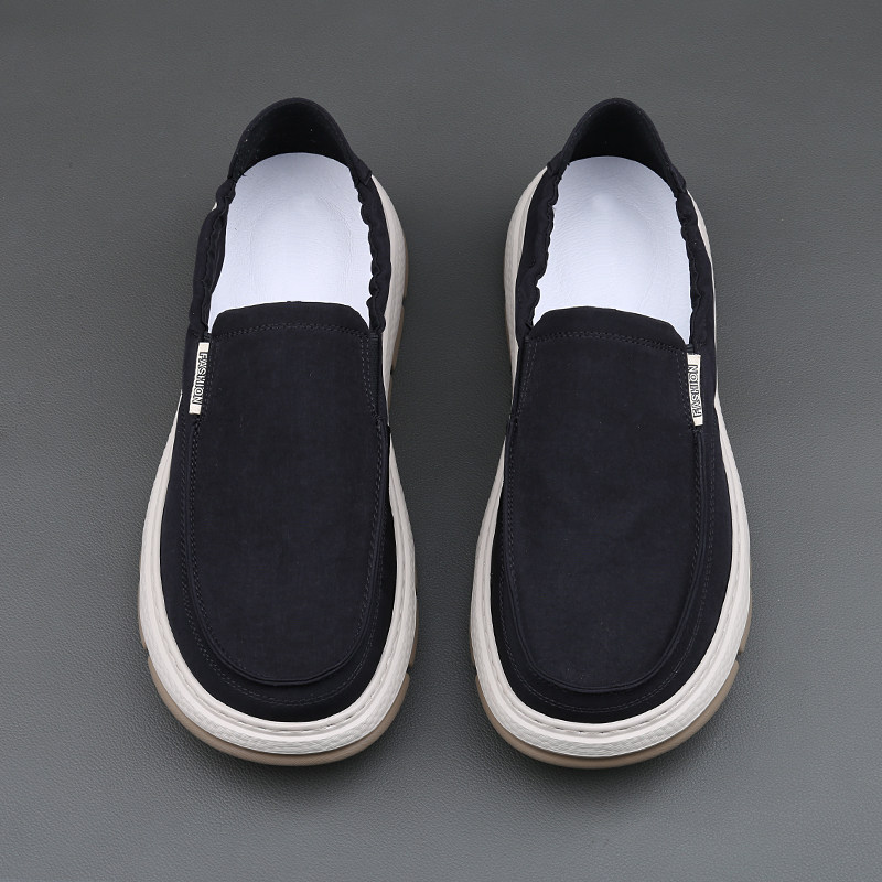 黑色帆布鞋男夏季透气潮流时尚一脚蹬懒人鞋休闲百搭轻便厚底布鞋,流行男鞋,帆布鞋,淘宝优惠券,粉丝福利购,淘宝优惠卷