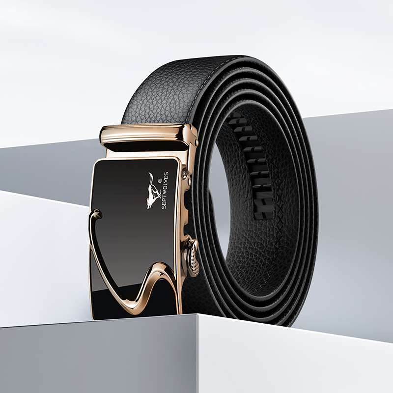七匹狼真皮男士自动扣裤腰带高档头层牛皮生日礼物送爸爸送男友