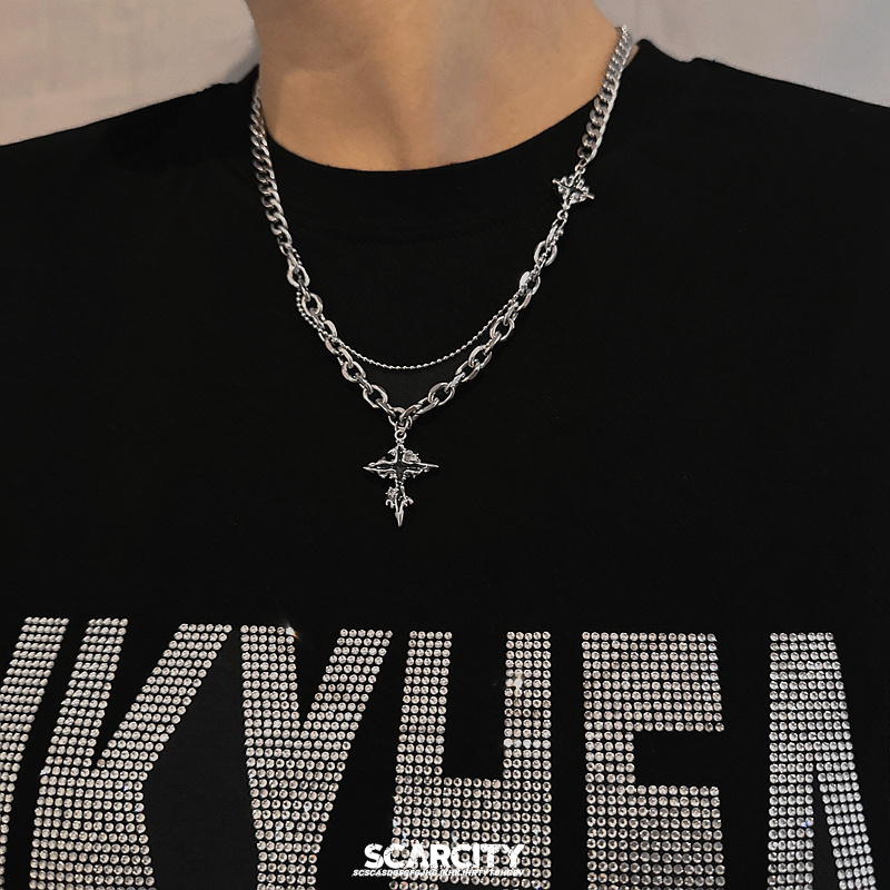 十字架男士项链潮牌百搭锁骨链男款男生潮流嘻哈高级感饰品配饰女