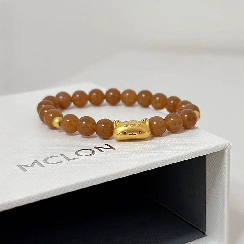 2025年新款焦糖色法棍猫手串散珠diy且末糖咖啡色手链小众高级感