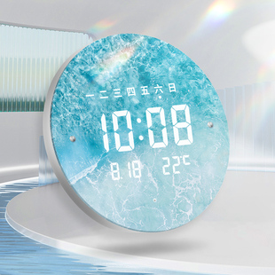 LED智能调光家用挂钟客厅人体感应多功能时钟表长续航轻奢装 饰钟