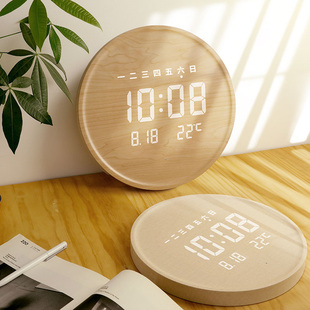 时钟轻奢静音北欧简约家用现代日历 LED电子钟表创意挂钟客厅时尚