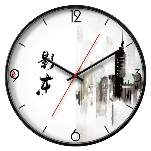 摩门个性风水墨画挂钟客厅