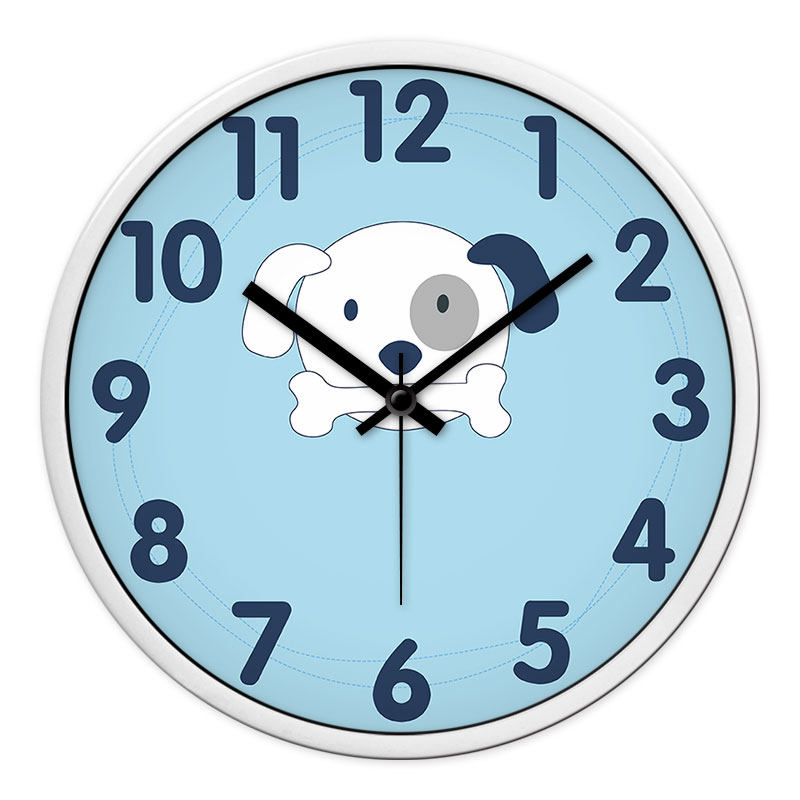 可爱时钟小狗卡通儿童房挂钟卧室静音钟表幼儿园学校创意电子挂表