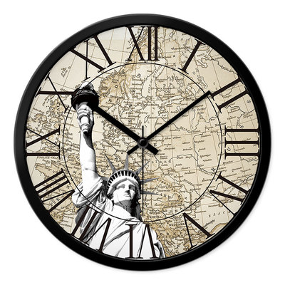 摩门宾馆前台世界中式风静音时钟