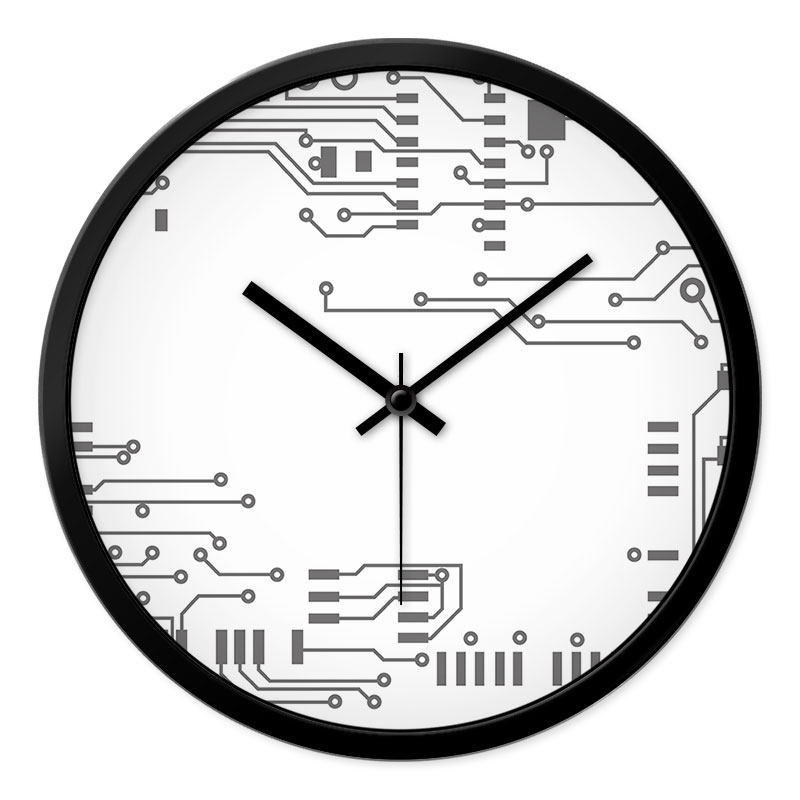 摩门挂钟电子时钟电路板图案挂表客厅创意静音简约电池时钟石英钟