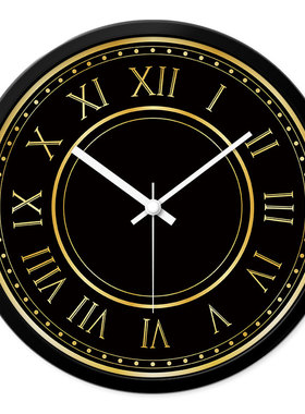 MOMEN/摩门挂钟罗马数字刻度图家里学校教室静音挂表石英钟表黑色