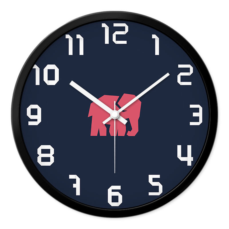 摩门挂钟儿童房卡通挂表卧室酒店静音现代时钟电子石英钟表圆形钟