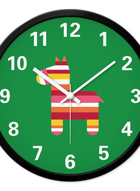 MOMEN/摩门儿童房可爱卡通小马挂钟卧室客厅静音创意现代时钟挂表