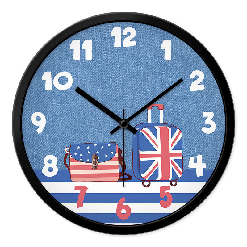 摩门儿童房卡通挂钟欧美式挂表卧室客厅可爱静音现代时钟石英钟表