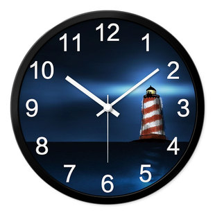 摩门品牌钟表地中海风格挂钟客厅创意卧室静音深蓝色时尚时钟挂表