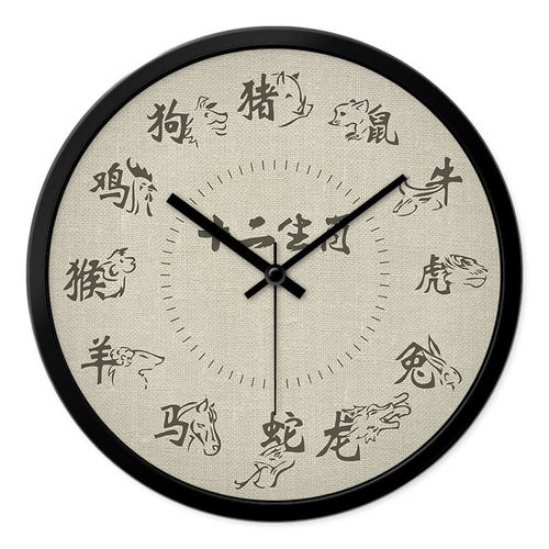 摩门十二生肖中式风家里石英钟表