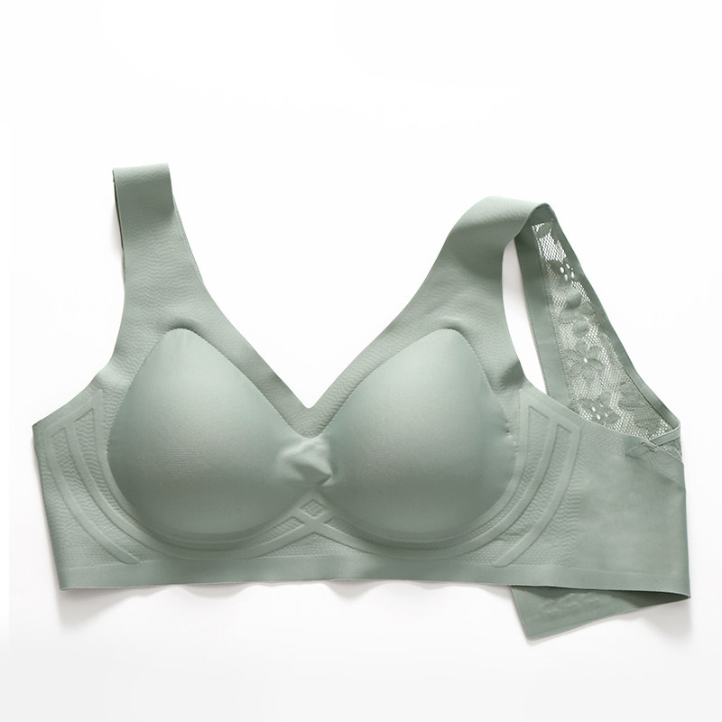 小胸加厚果冻条软支撑平胸文胸透气无钢圈显胸大丰胸蕾丝肩带文胸