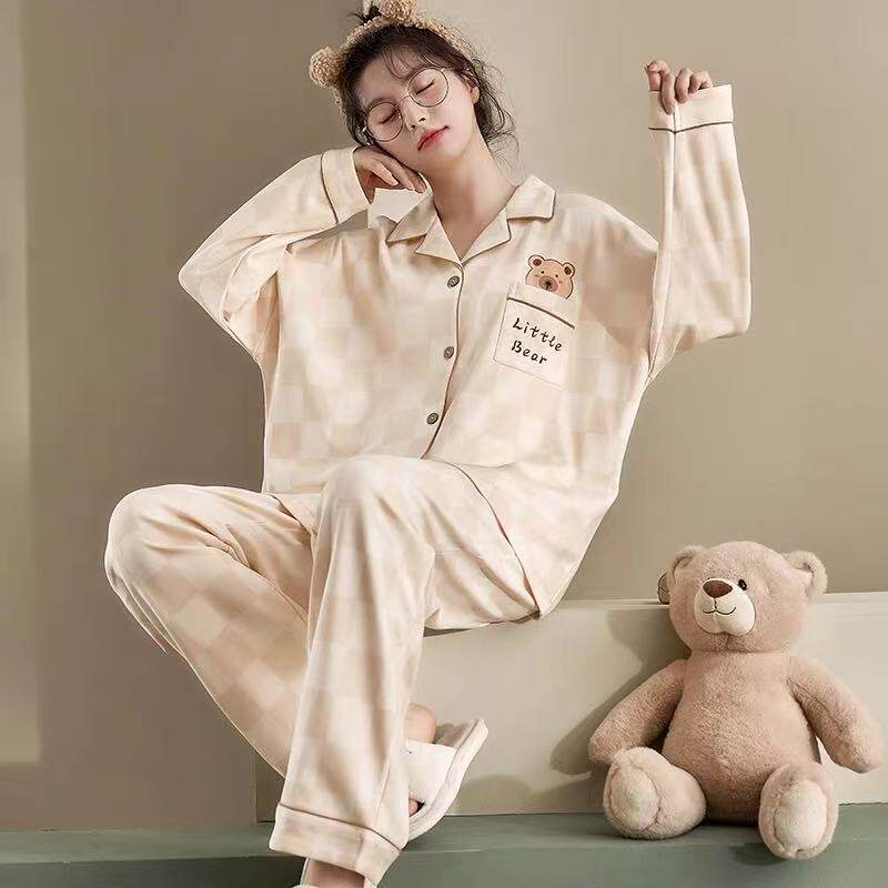 睡衣女100%纯棉春秋季长袖女士可外穿卡通秋冬家居服2025年套装