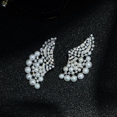 诸暨源头欧美夸张风tian然淡水珍珠耳钉扇形个性 轻奢气质多珠耳饰