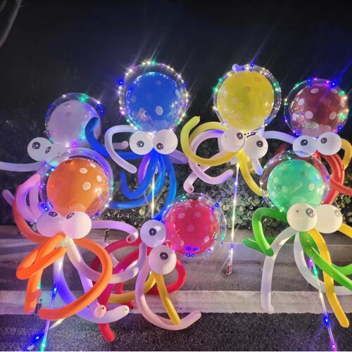章鱼气球飞碟气球八爪鱼儿童夜市透明波波球地摊发光摆摊地推