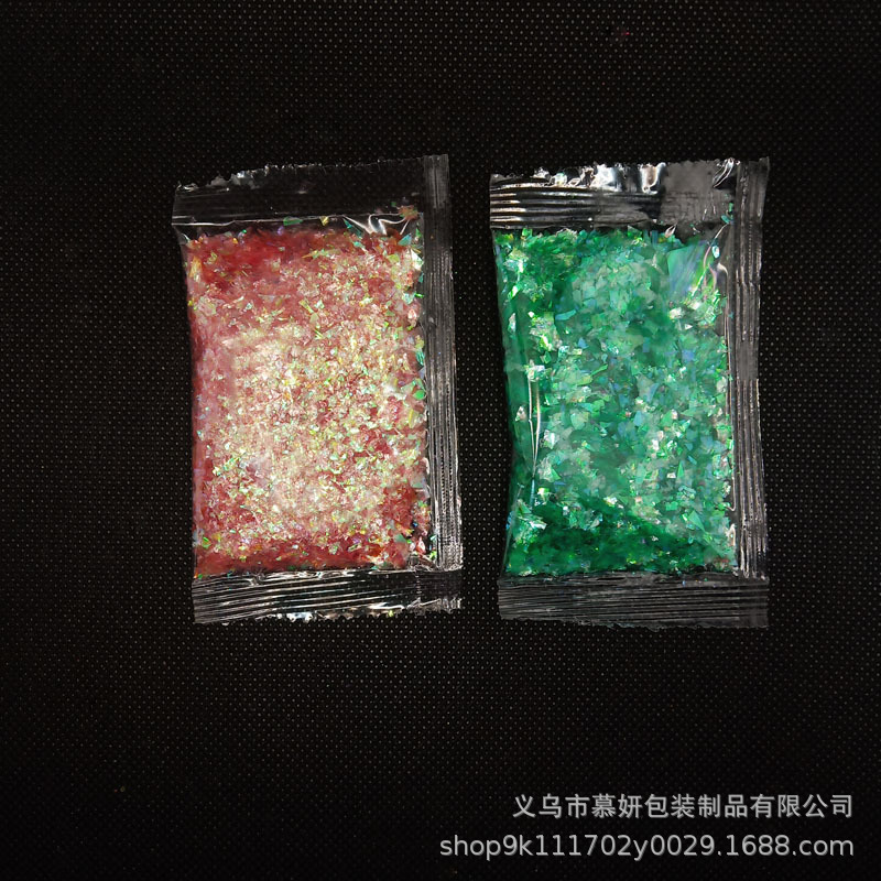 供应小袋装不规则糖果纸碎片贝壳纸七彩diy美甲星空渐变
