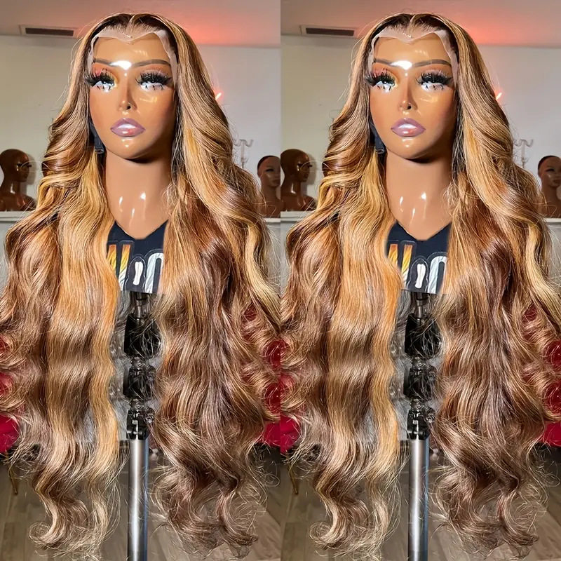 12A Front Lace Wig 前蕾丝假发 女中分大波浪钢琴色长卷发全头套