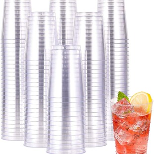 陀螺亚马逊跨境10OZ一次性杯子塑料杯红酒槟杯PS注塑航杯