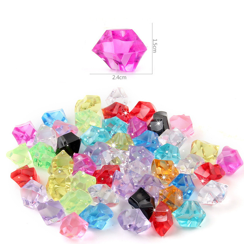 100PCS中颗粒宝石冰粒紫色小石头儿童女孩晶钻石宝箱闪亮宝石陀螺