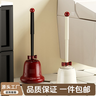家用马桶刷卫生间长柄带清洁刷创意置地底座中古风厕所刷子