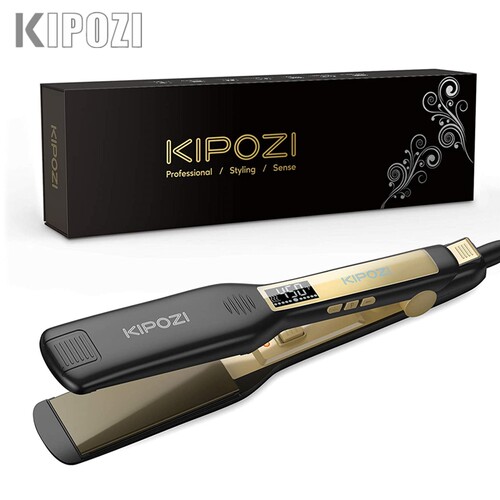 KIPOZI Professional Titanium Flat Iron Hair Straightener wi