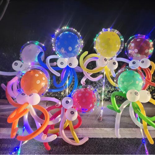 章鱼气球飞碟气球八爪鱼儿童夜市透明波波球地摊发光摆摊地推