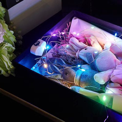 开盖即亮礼盒灯串 礼品盒铜线灯串 led开关串 纽扣电池自动亮灯