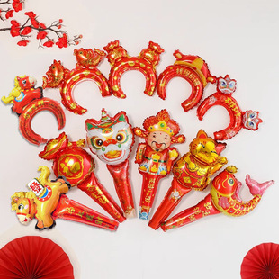 发箍气球头饰手持棒新年元旦活动马年充气儿童幼儿园装饰拍照道具