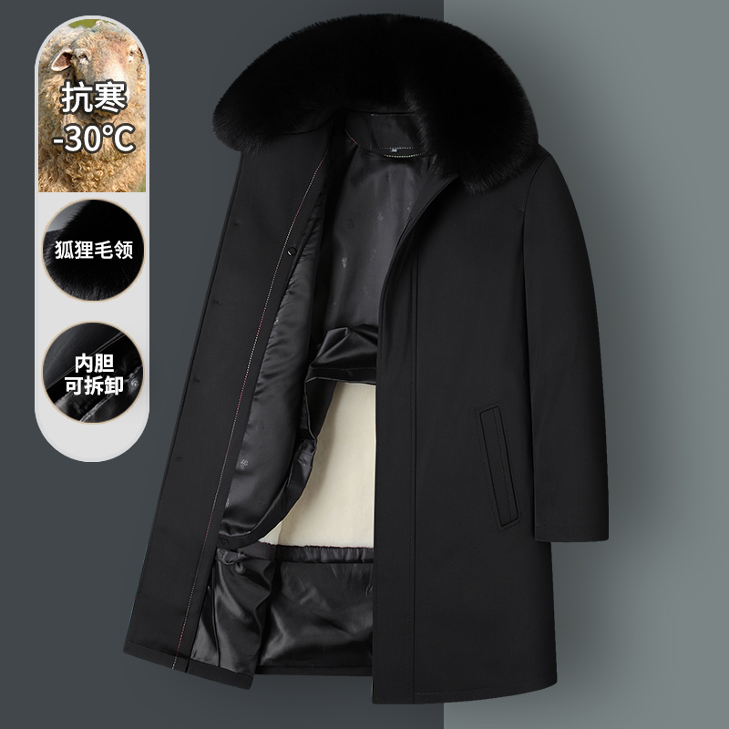 中长款羊毛内胆狐狸毛领尼克服