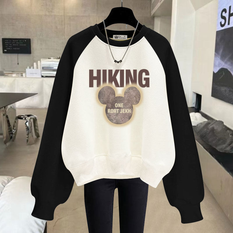 卡通字母短款圆领卫衣女2025春秋冬宽松慵懒风加绒加厚套头长袖潮,女装/女士精品,卫衣/绒衫,淘宝优惠券,粉丝福利购,淘宝优惠卷