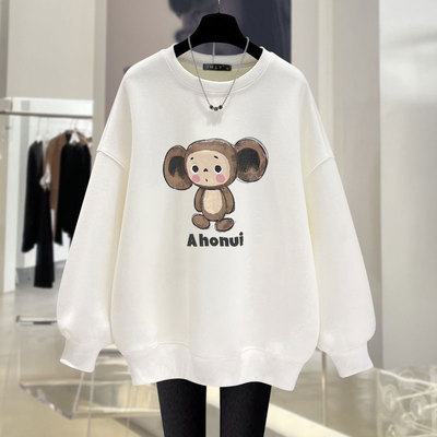 中长款卡通图案卫衣显瘦