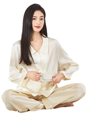 狄兰丝100%桑蚕丝女睡衣套装
