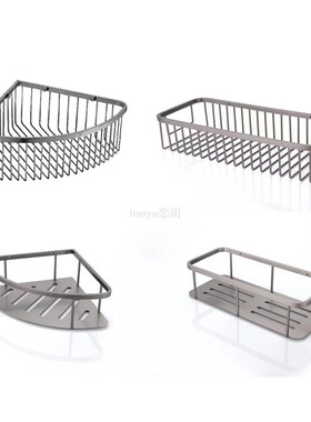 长方形浴室置物架大号26CM不锈钢枪灰色单层墙角篮小号22CM卫浴架