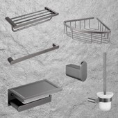 外贸出口304不锈钢枪灰色卫浴挂件套装 毛巾架单杆双杆纸巾架衣钩