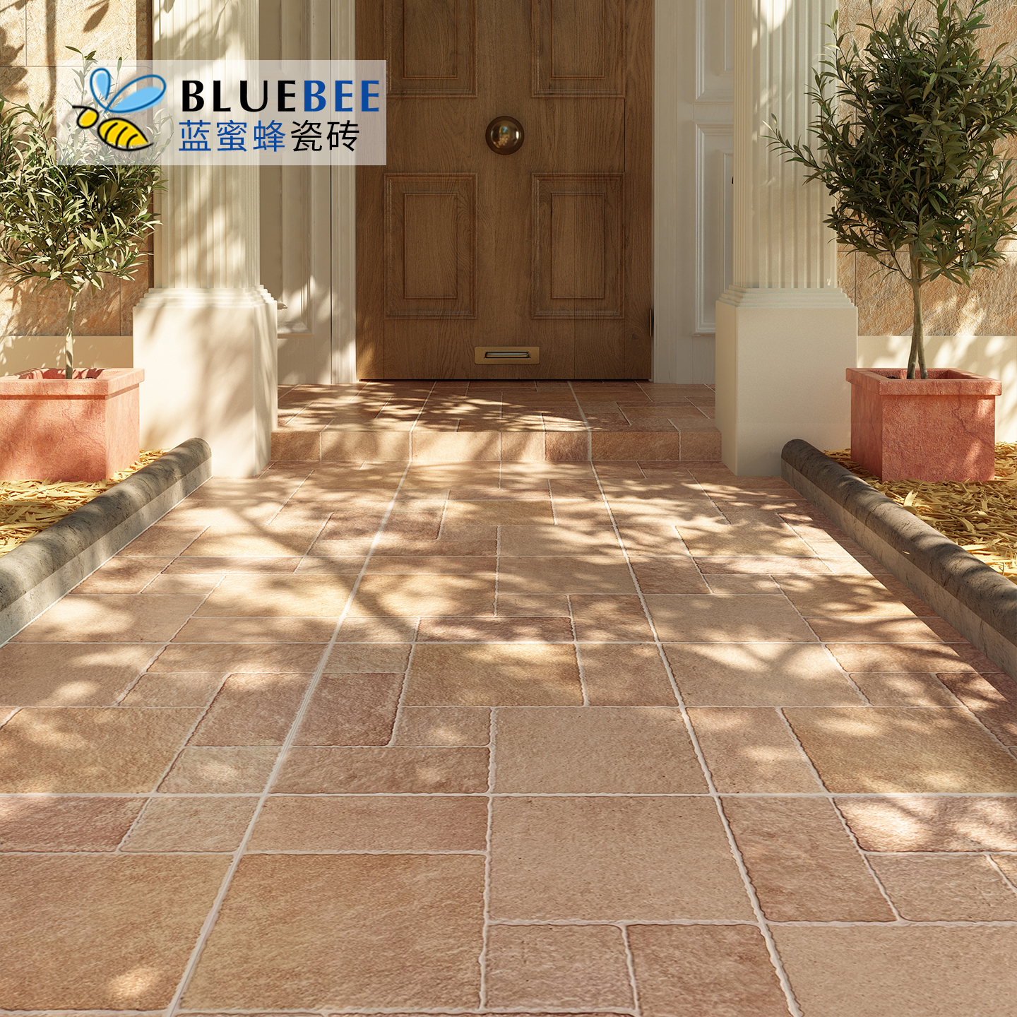 复古花园庭院客厅莱姆石仿古砖