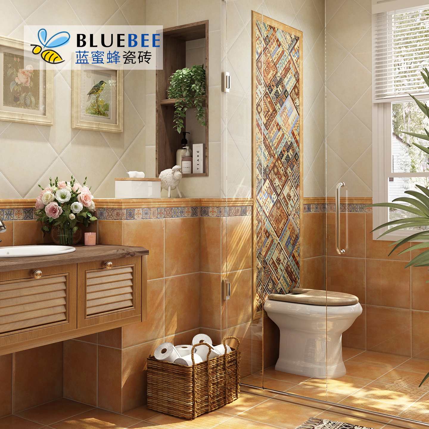蓝蜜蜂欧式卫生间墙砖地中海厨卫