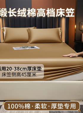 品牌长绒棉全棉加高任意定制床笠纯棉30cm35cm40cm加厚床垫保护套