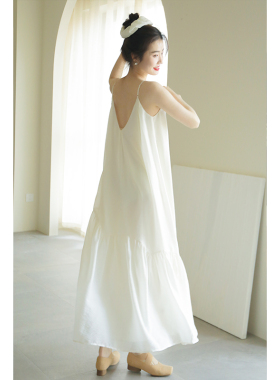 apa studio浪漫苏梅夏日温柔风白月光吊带连衣裙女宽松甜美仙女裙