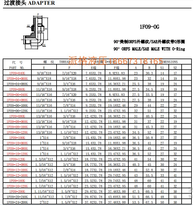 厂家直销液压碳钢1FO9弯头接头