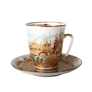 高定俄罗斯皇家瓷器Lomonosov May骨瓷咖啡杯碟165ml 24k金手绘款