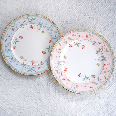 点心盘骨瓷圆盘花更纱noritake