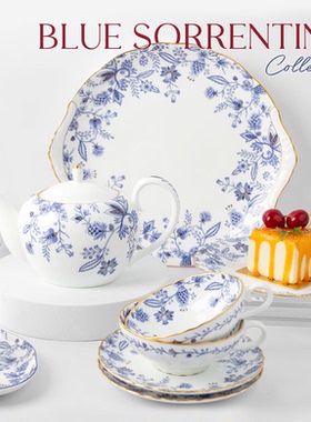 Noritake则武BLUE SORRENTINO伊甸园骨瓷咖啡杯茶杯马克杯下午茶