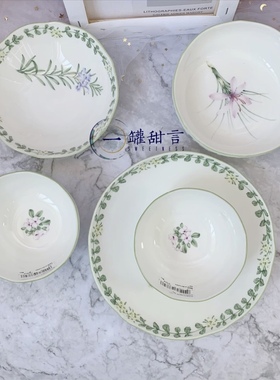 现货日本Noritake则武香草骨瓷米饭碗对碗沙拉碗汤碗水果碗深盘