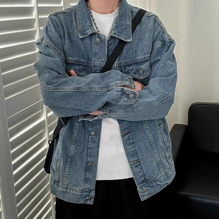 春秋季 复古潮牌牛仔外套男港风高街百搭痞帅夹克学生潮流宽松上衣