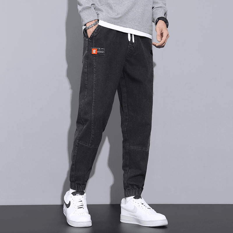牛仔裤男士春秋新款宽松大码束脚哈伦裤舒适韩版潮流百搭休闲裤子