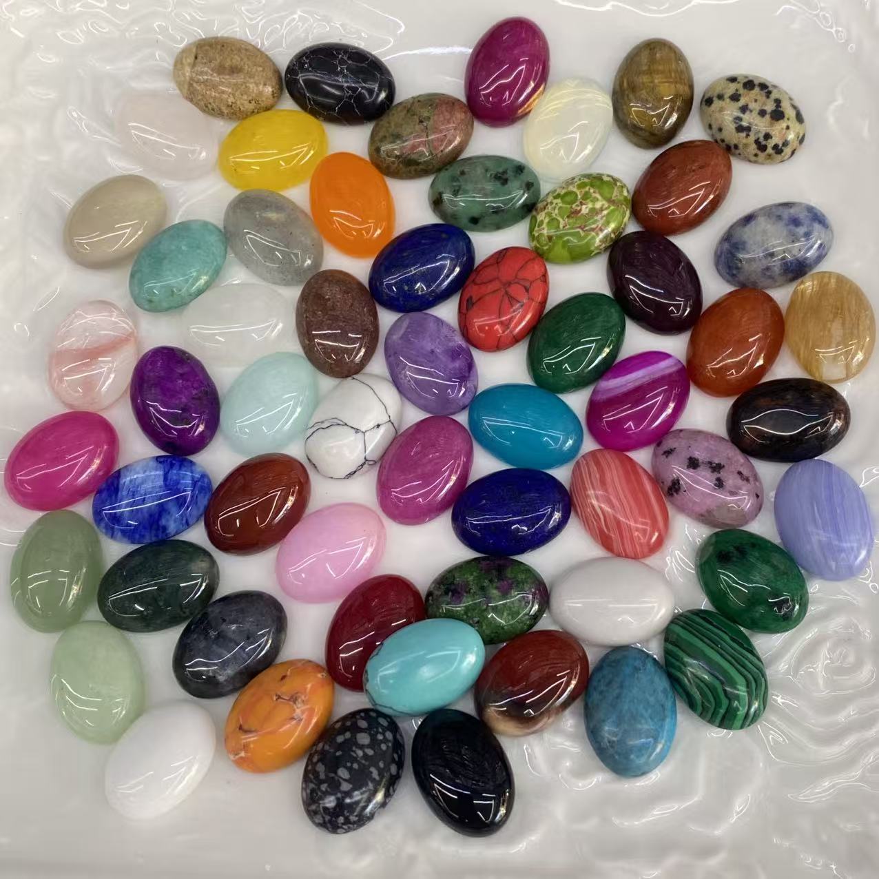 天然13*18mm水晶玛瑙椭圆平底戒面diy手链项链饰品半成品配件材料