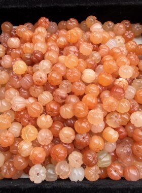 diy天然金丝玉古风配饰南瓜珠