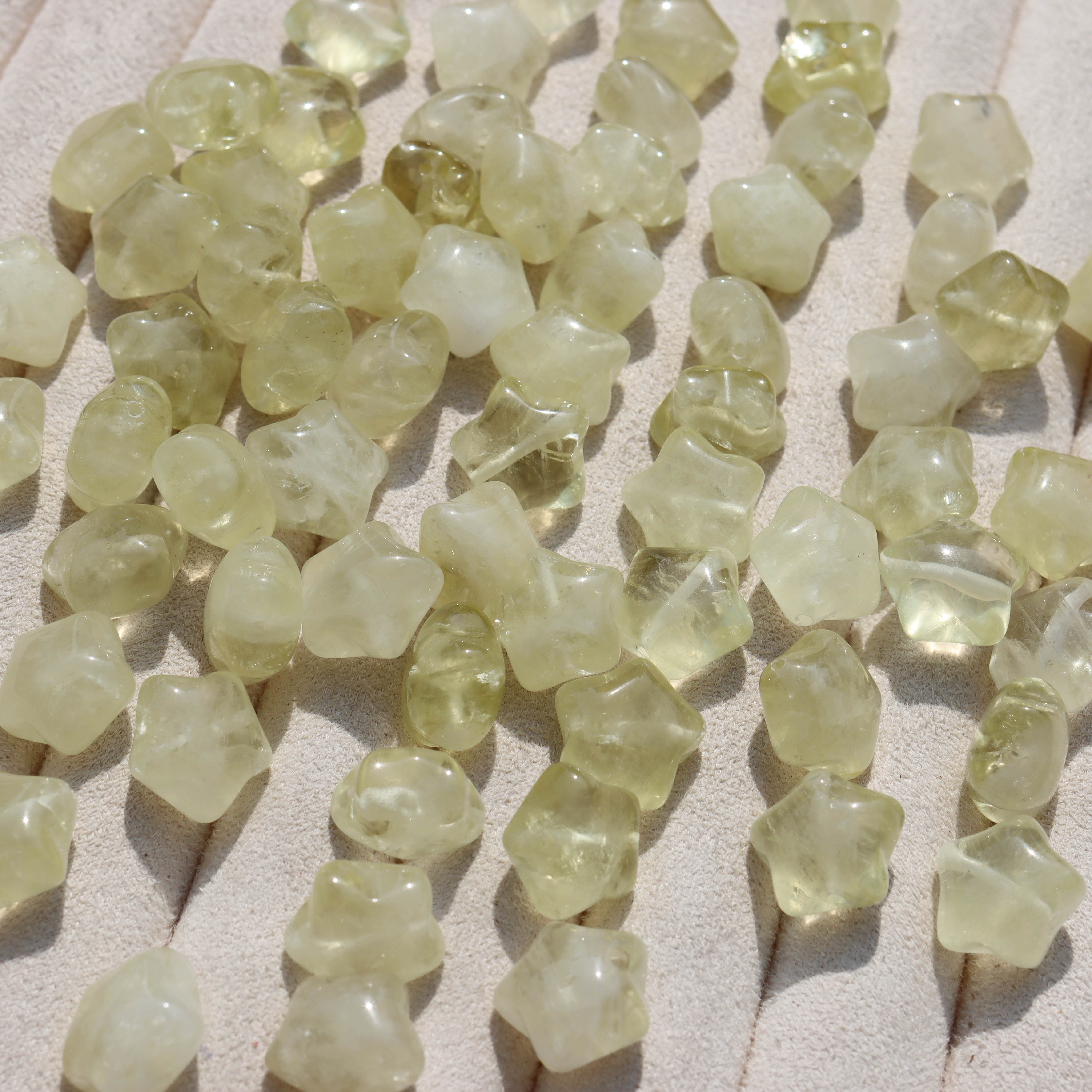 天然15mm柠檬黄水晶五角星散珠