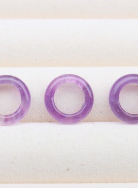天然紫水晶16mm跑环diy手链项链